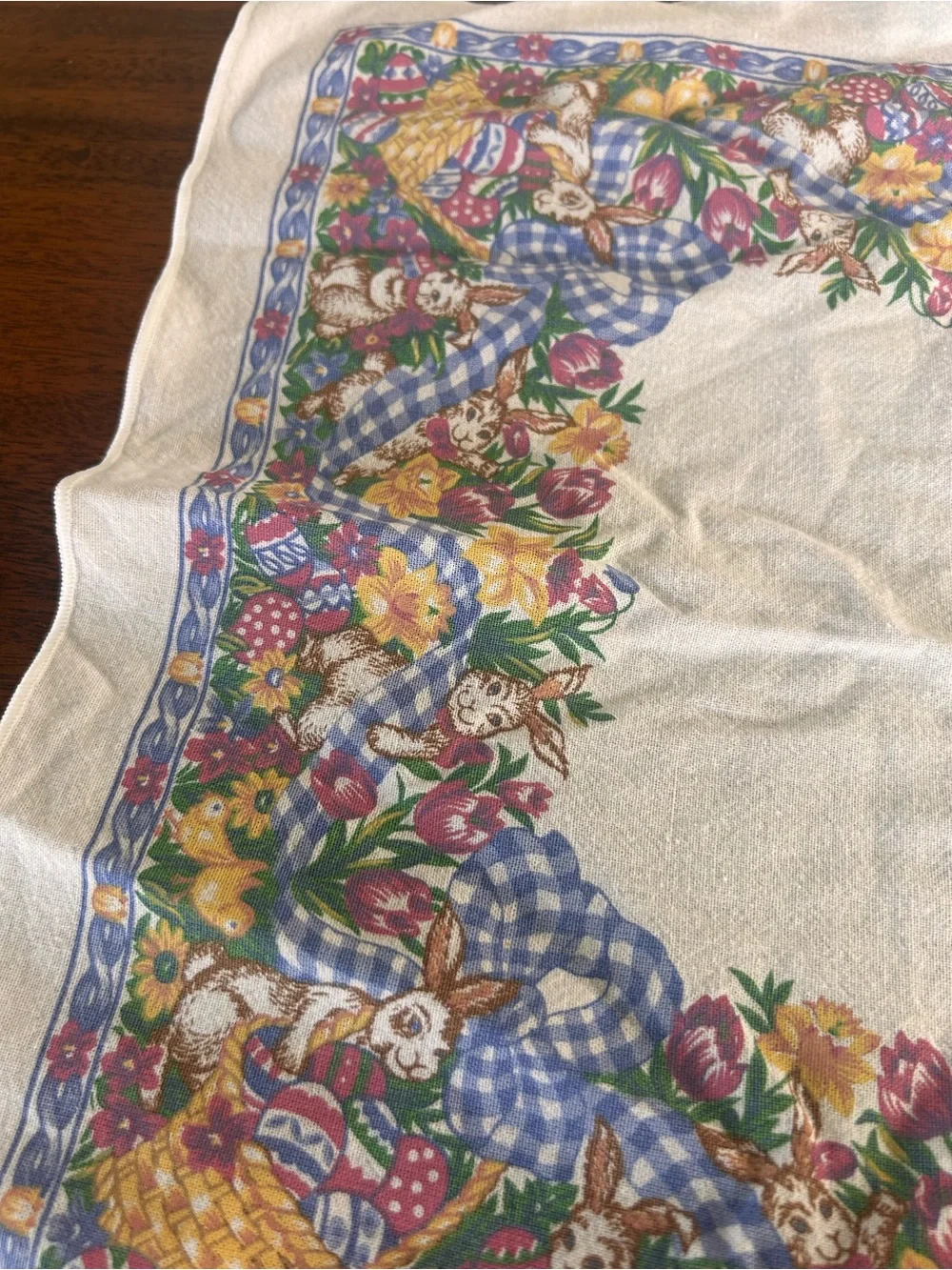 VTG 90’s Easter Napkins Set of 8 Cotton Picnic Country Spring Bunny Eggs Floral